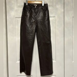 Wilfred Faux Leather Straight-Leg Brown Pants